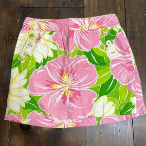 Lilly Pulitzer Pink Green Tropical Mini Skirt, size 4